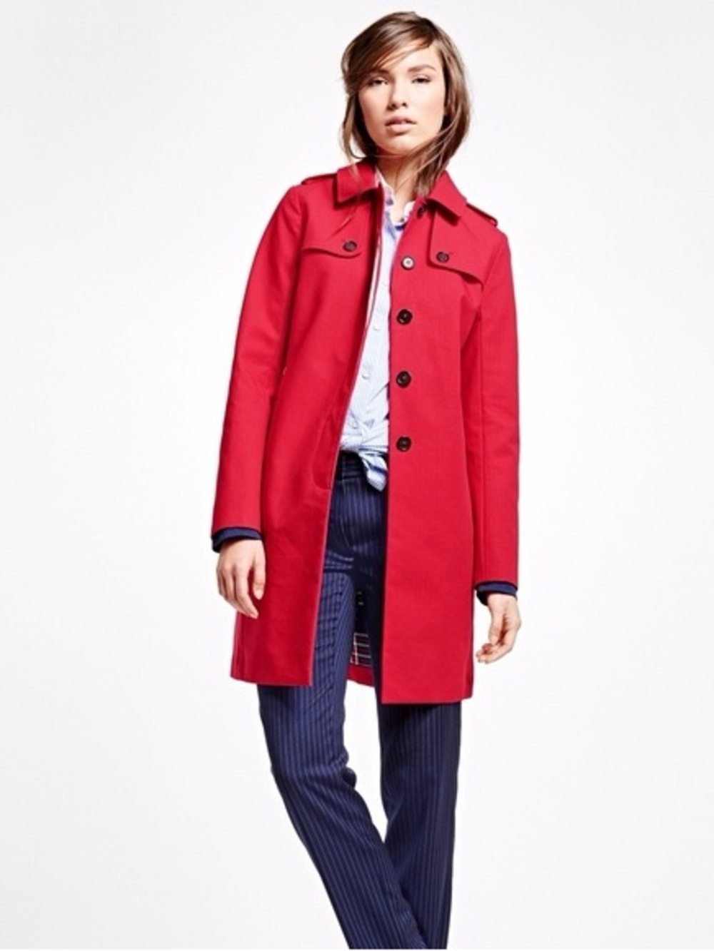 Brooks Brothers - Red Single-Breasted Women’s Trench Coat, Size 0, Great shape